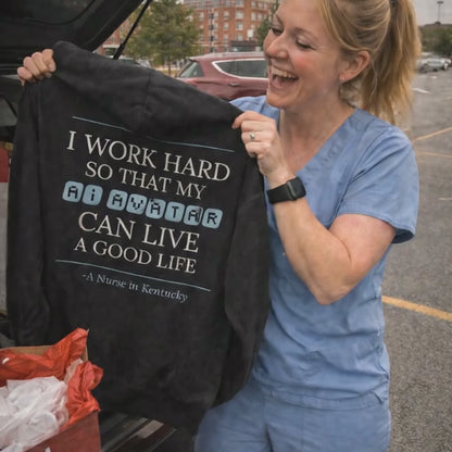 Nurse Appreciation Gift for Her | I Work Hard So My AI Avatar Can Live a Good Life | Kentucky Nurse Hoodie