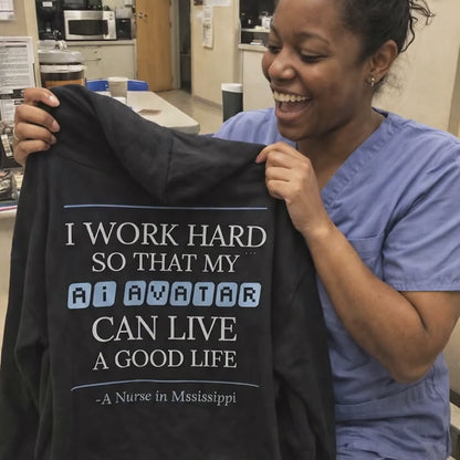 Nurse Appreciation Gift for Her | I Work Hard So My AI Avatar Can Live a Good Life | Mississippi Nurse Hoodie