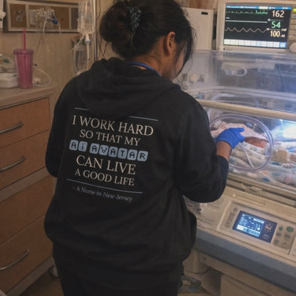 Nurse Appreciation Gift for Her | I Work Hard So My AI Avatar Can Live a Good Life | New Jersey Nurse Hoodie
