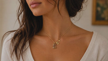 Aya Bird Cage with Key and Bird Charms Necklace, Womens Necklace, Gift for Women