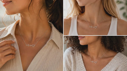Polly Heartbeat ECG with Heart Necklace, Gifts for Women, Gifts for Nurses