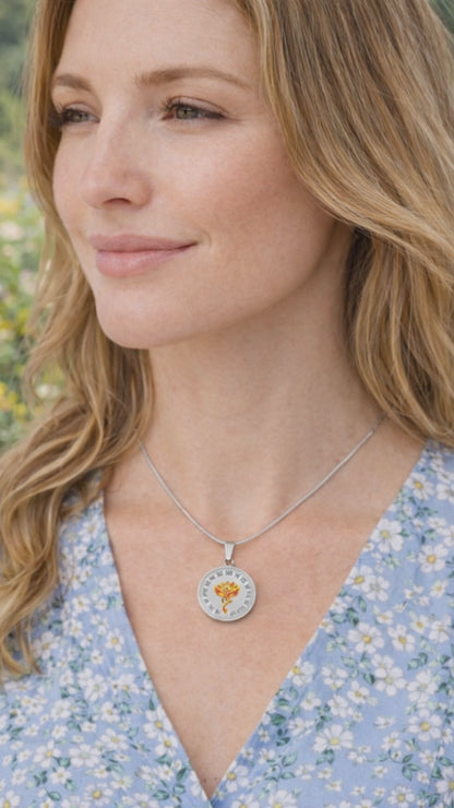 Phoenix Om Lotus Necklace – Luxury Graphic Circle Pendant, Spiritual Rebirth & Strength Necklace for Her, Meaningful Healing Jewelry Gift