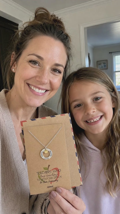 Bryce Teachers Gifts, Teach Love Inspire Necklace and Thank You Card
