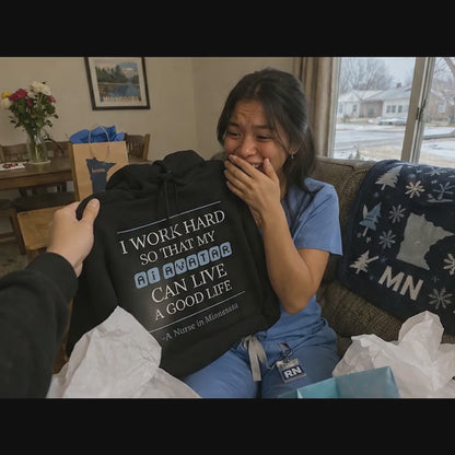 Nurse Appreciation Gift for Her | I Work Hard So My AI Avatar Can Live a Good Life | Minnesota Nurse Hoodie
