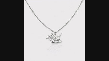 Quinnlyn & Co. Masashi Origami Crane Pendant Necklace, Birthday Gifts for Women with Inspirational Quote on Greeting Card