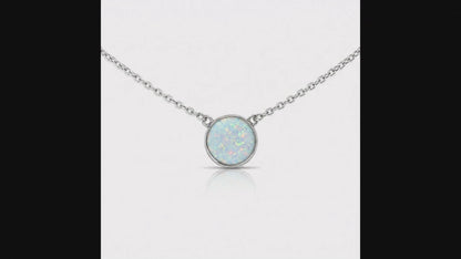 Quinnlyn & Co. White Opal Pendant Necklace, Handmade Gifts for Women with Inspirational Quote on Greeting Card