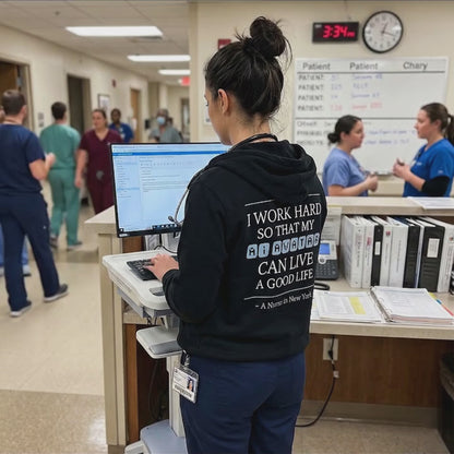Nurse Appreciation Gift for Her | I Work Hard So My AI Avatar Can Live a Good Life | New York Nurse Hoodie