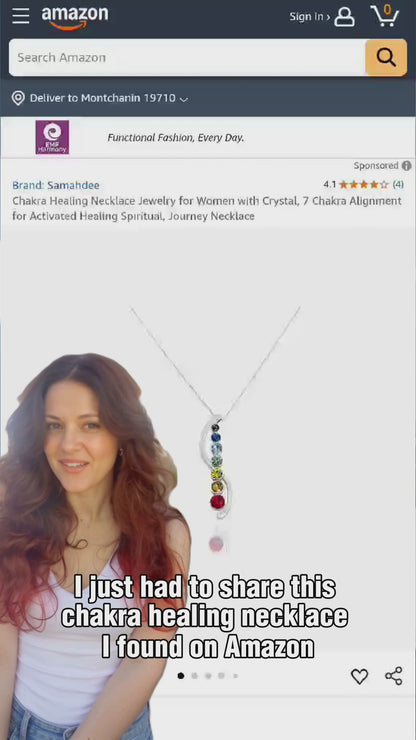 Seralyn Chakra Necklace Crystal Stones in Lotus Flower Infinity for Healing, Energy, Blossom New Beginnings, for Women, Silver Chain, Anti-Tarnish, Gift Ready Packaging, Handmade, USA Company, Samadhi