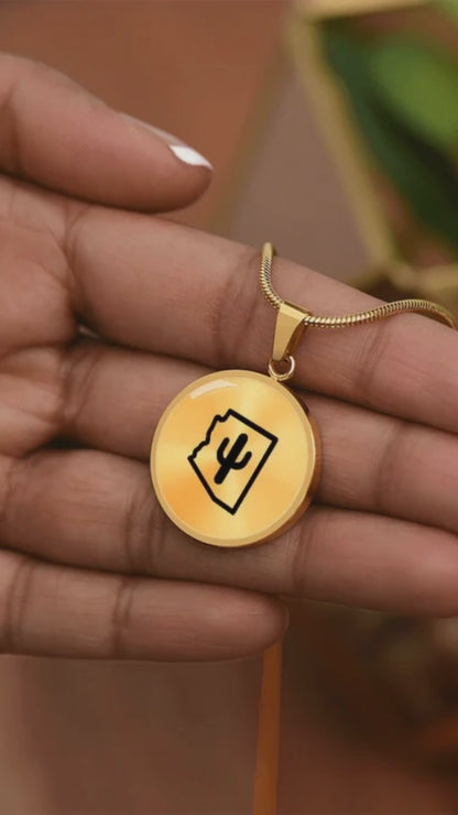 Arizona Cactus Necklace – Minimalist Arizona State Pendant Gift for Desert & Southwest Lovers
