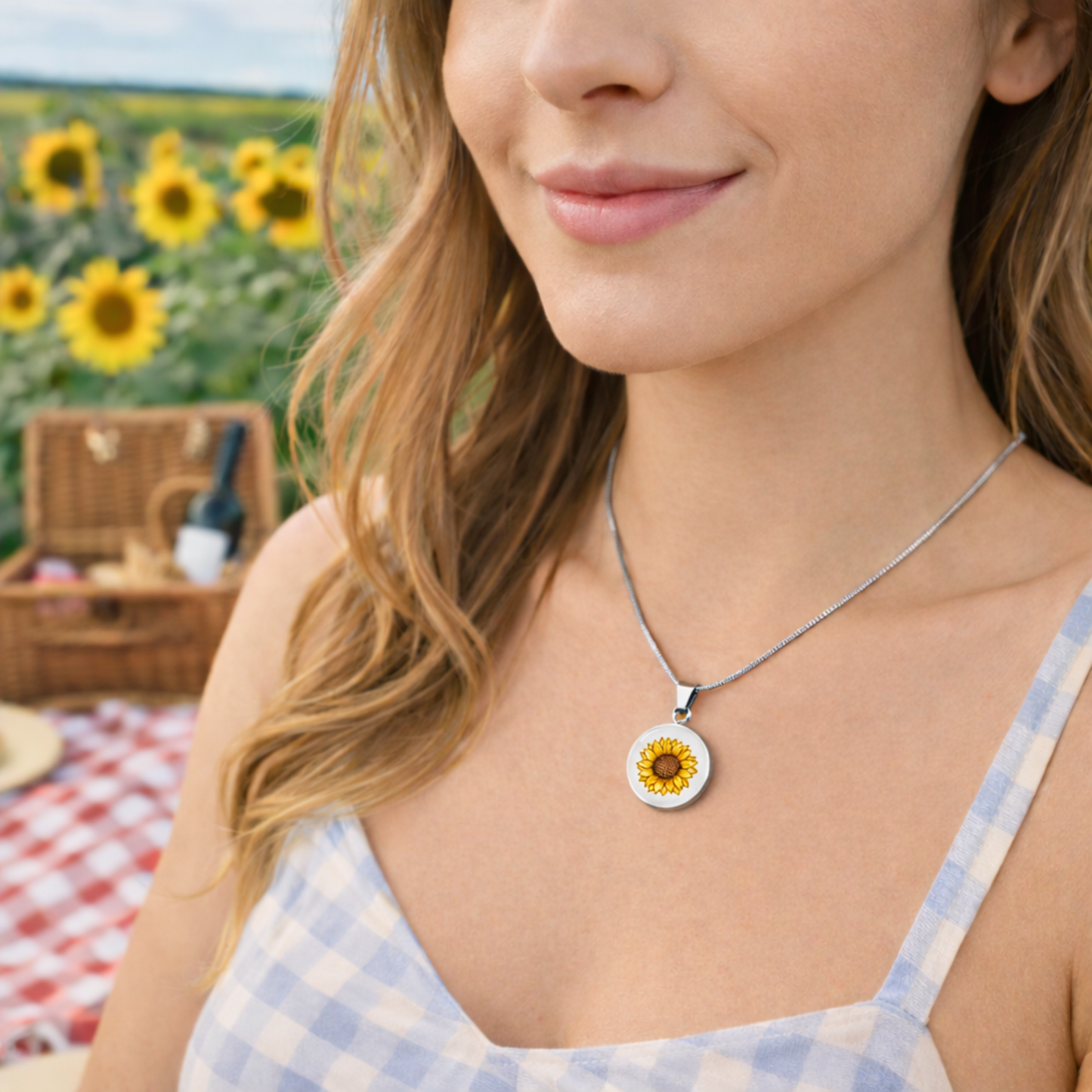 Sunflower Circle Necklace – A Symbol of Positivity, Strength & Everlasting Love