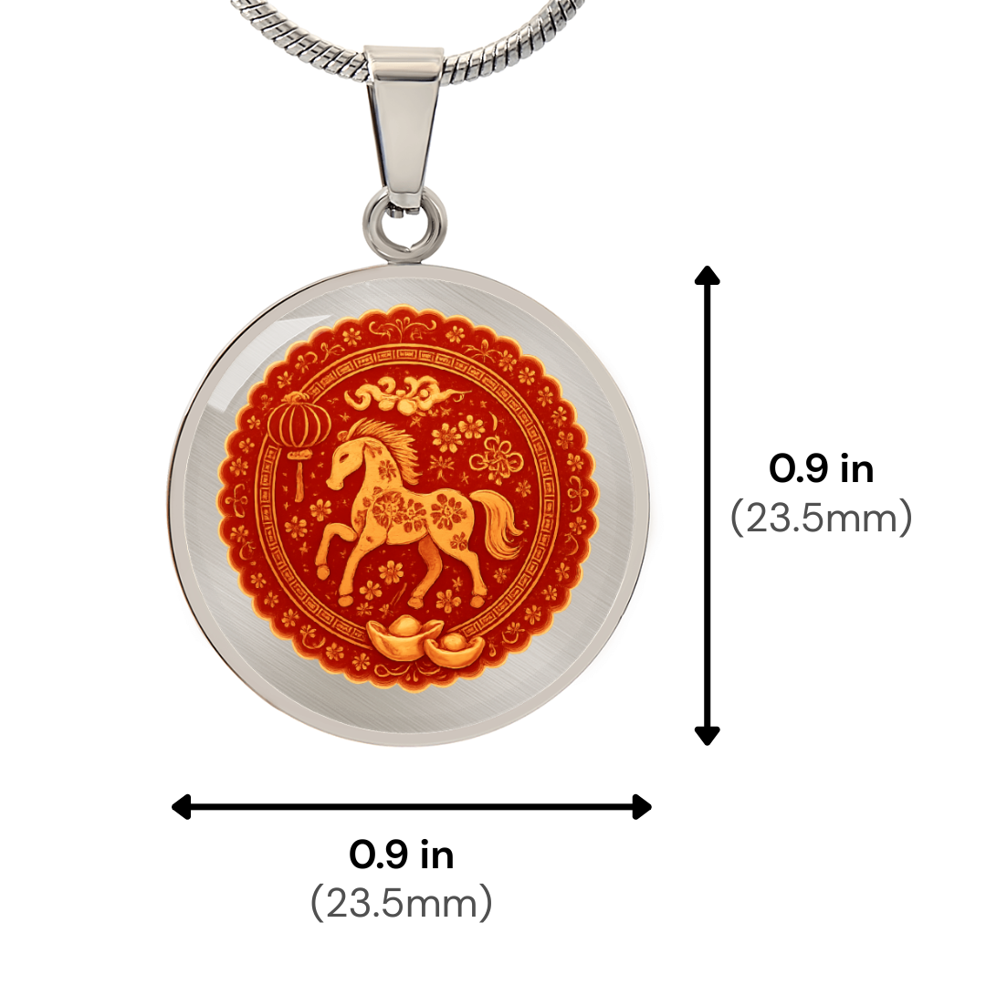 Lucky Horse Medallion Necklace for Prosperity Strength and New Beginnings