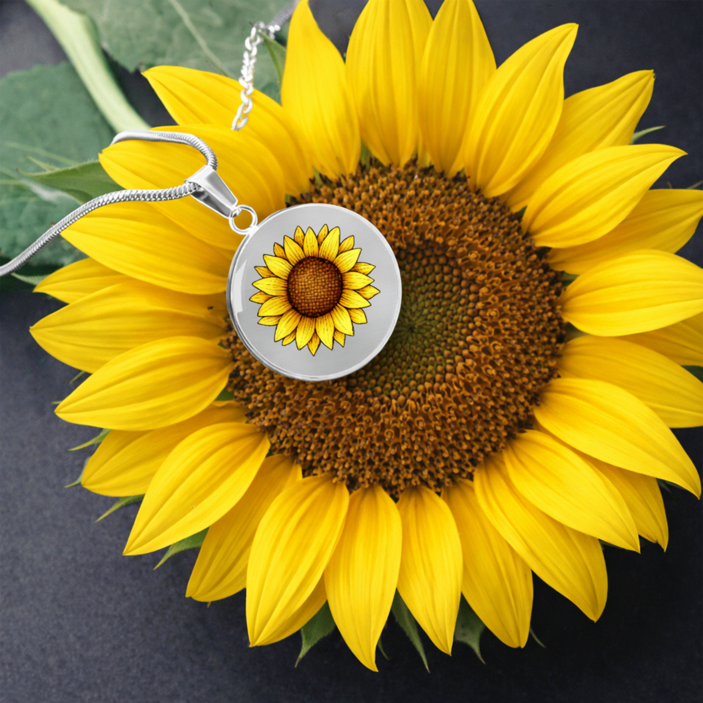 Sunflower Circle Necklace – A Symbol of Positivity, Strength & Everlasting Love