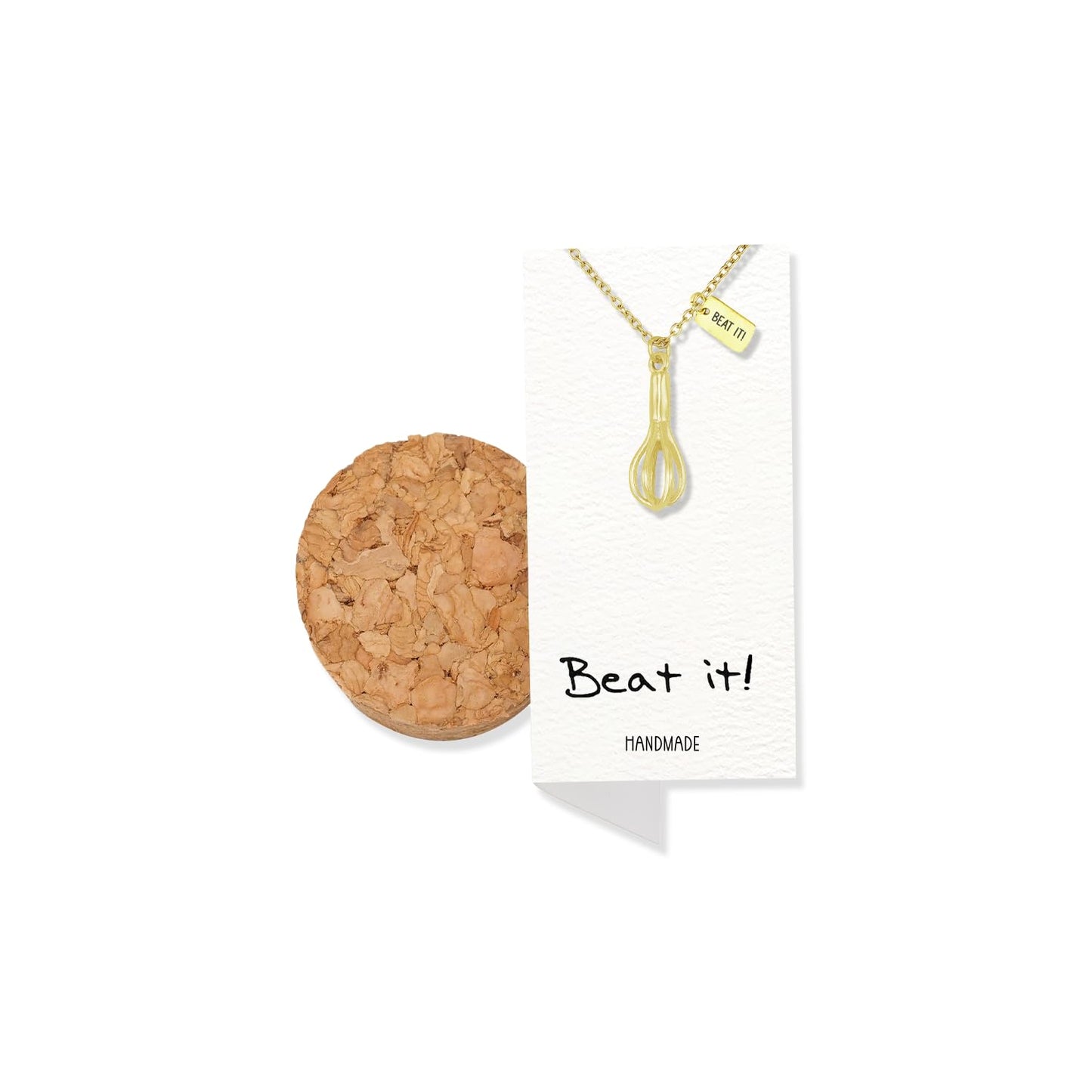 Elizabeth Cute Whisk Egg Beater Pendant Necklace, Gift for Baker, Inspirational Quote