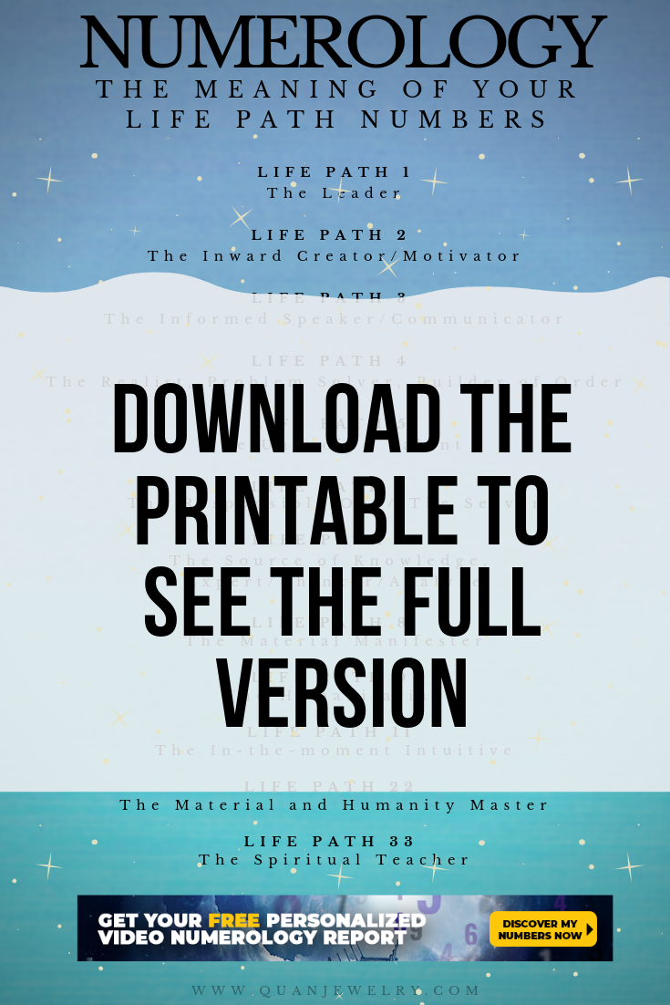 Free Numerology Life Path Number Meanings Printable Quan Jewelry Free numerology life path number meanings printable quan jewelry