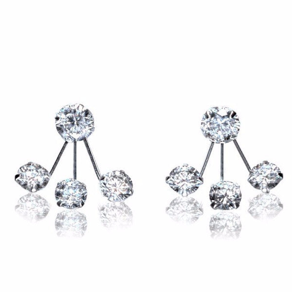 Clarisse Cubic Zirconia Stud Earrings for Women with Earring Jackets