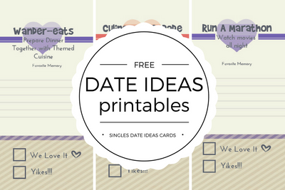 Free Valentine's Date Ideas Cards for Singles