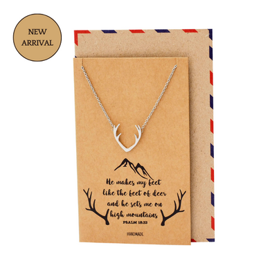 Allysa Deer Antler Pendant Gemini Necklace