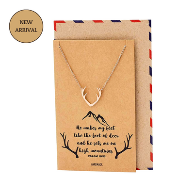 Allysa Deer Antler Pendant Gemini Necklace