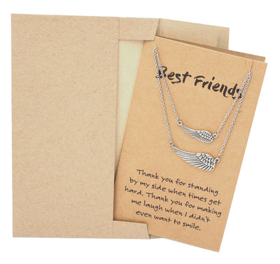 Kinsley Best Friend Necklaces for Women with Angel Wing Pendant