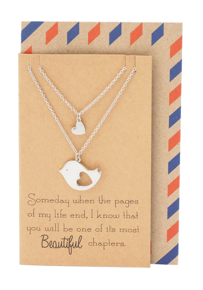 Sabrina Mother and Daughter Bird's Heart Necklace Set for 2