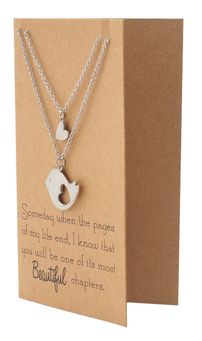 Sabrina Mother and Daughter Bird's Heart Necklace Set for 2