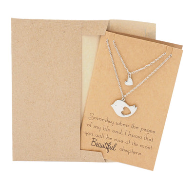 Sabrina Mother and Daughter Bird's Heart Necklace Set for 2