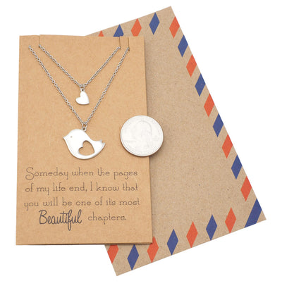 Sabrina Mother and Daughter Bird's Heart Necklace Set for 2