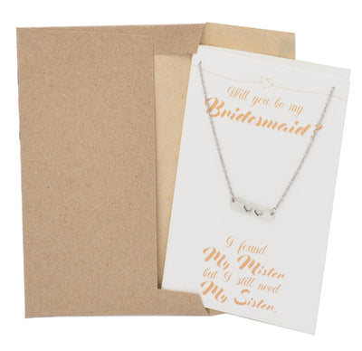 Juliet Two Hearts Bar Necklace for Bridesmaid