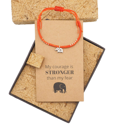 Wattana Lucky Elephant Courage Bracelet with Inspirational Quote Greeting Card