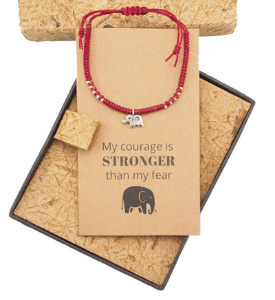 Wattana Lucky Elephant Courage Bracelet with Inspirational Quote Greeting Card