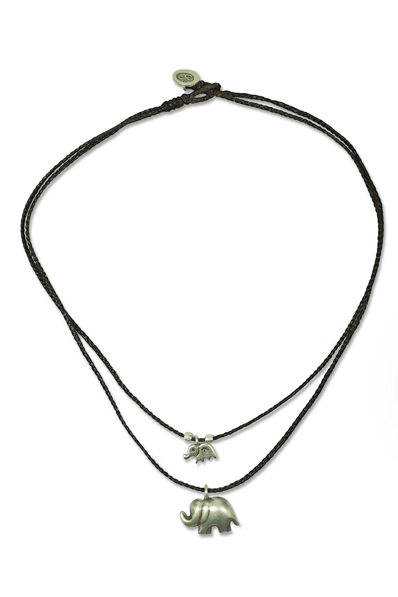 Pom Mother Daughter Elephant Charm Necklace