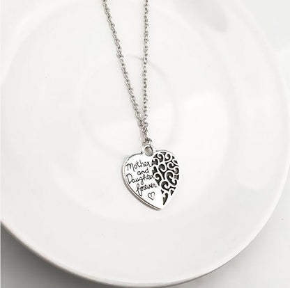 Andrea Mother Daughter Forever Necklace with Engraved Letters Pendant