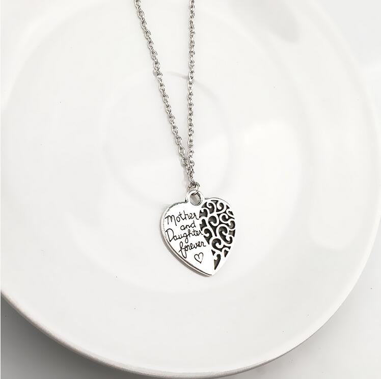Andrea Mother Daughter Forever Necklace with Engraved Letters Pendant