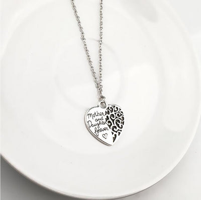 Andrea Mother Daughter Forever Necklace with Engraved Letters Pendant