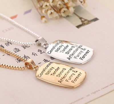 Jeann Mother Daughter Chain Necklace With "The love between mother and daughter" Letter Pendant