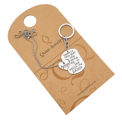 Dominic Father Daughter Personalized Keychain & Heart Necklace