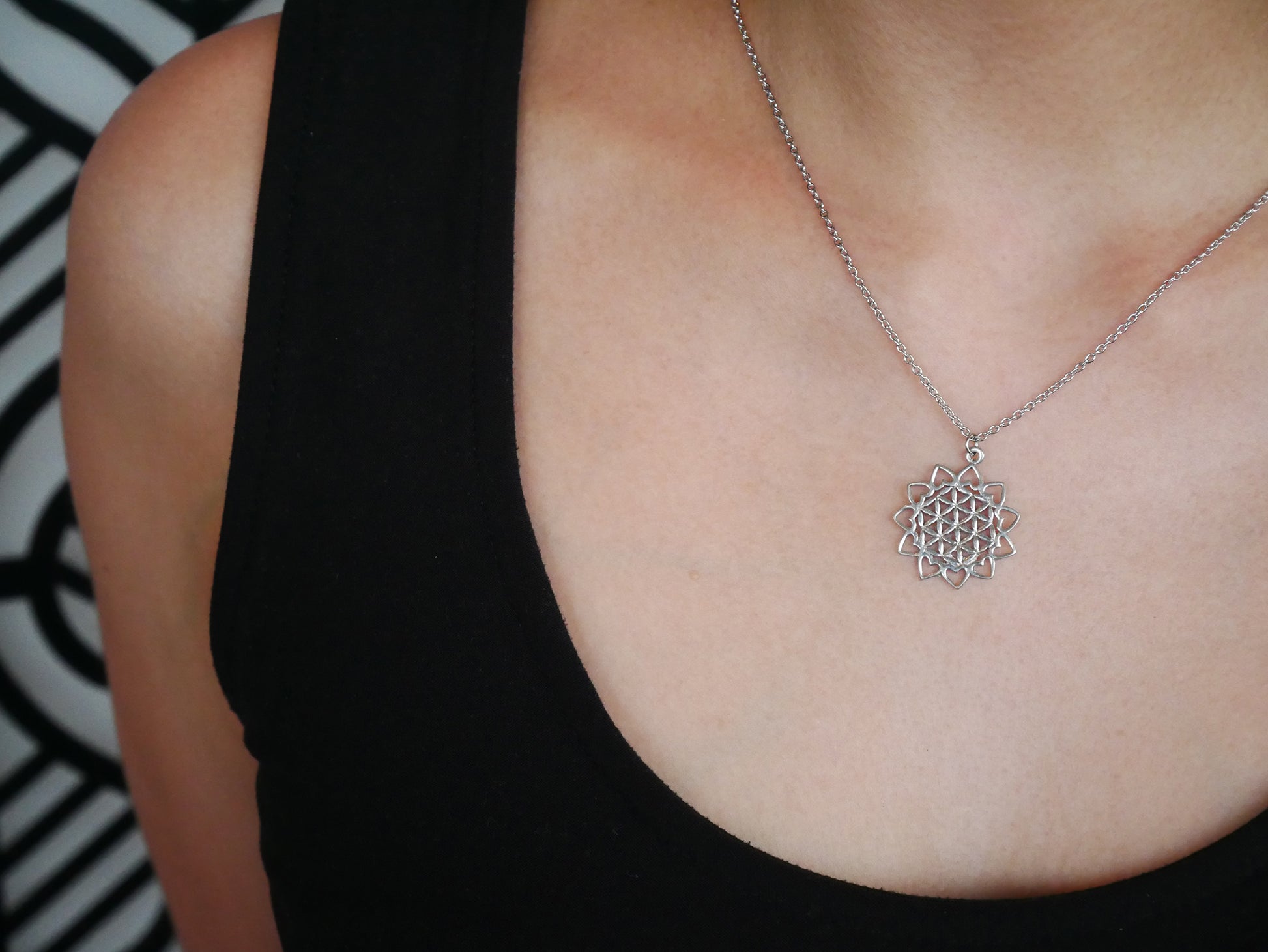 Serenity Flower of Life Pendant Necklace Inspirational Jewelry and Greeting Card