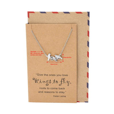 Galina Little Birds on Branch Pendant Necklace for Women, Gifts for Family, Inspirational Quote