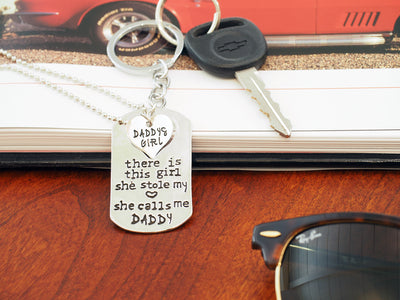 Engraved Heart Key chain and Necklace