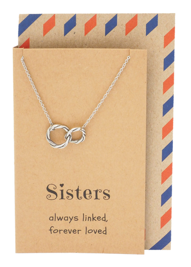 Hailey Sister Quotes Sister Necklaces with Interlocking Circles Pendant