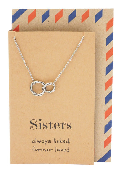 Hailey Sister Quotes Sister Necklaces with Interlocking Circles Pendant