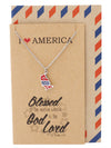 Vi July 4th American Flag Pin I Love America Blessed is the Nation Whose God is the Lord Necklace