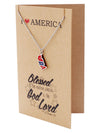 Vi July 4th American Flag Pin I Love America Blessed is the Nation Whose God is the Lord Necklace