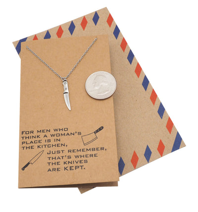 Drew Gifts for Mom Knife Necklace Women's Day Quotes on Greeting Card