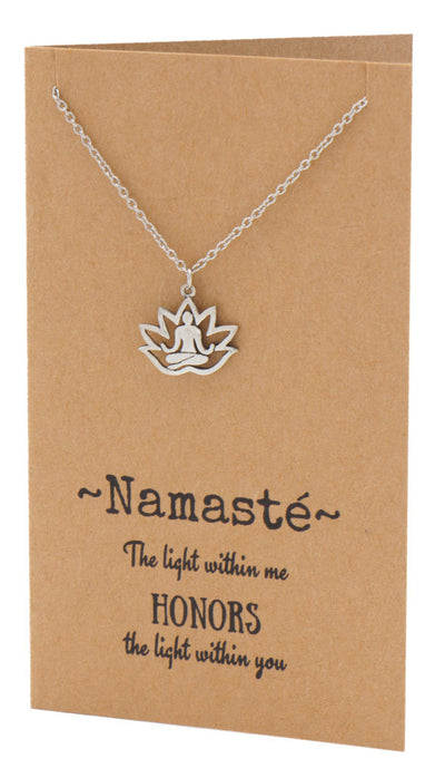 Aura Yoga Lotus Pose Necklace, Yoga Jewelry - Quan Jewelry