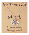 Jennifer Birthday Cards Yoga Lotus Flower March Birthstone Necklace with OM Symbol