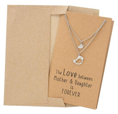 Arielle Mother Daughter Necklace with Bird Pendant