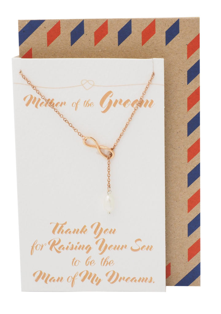 Kayla Mother of the Groom Infinity Pearl Lariat Necklace
