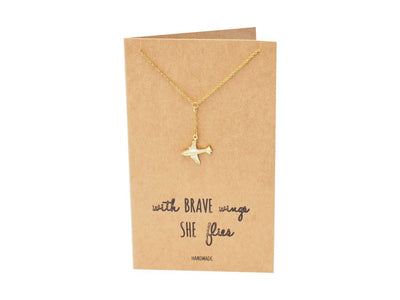 Corrine Brave Lariat Necklace with Airplane Pendant for Women