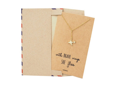 Corrine Brave Lariat Necklace with Airplane Pendant for Women